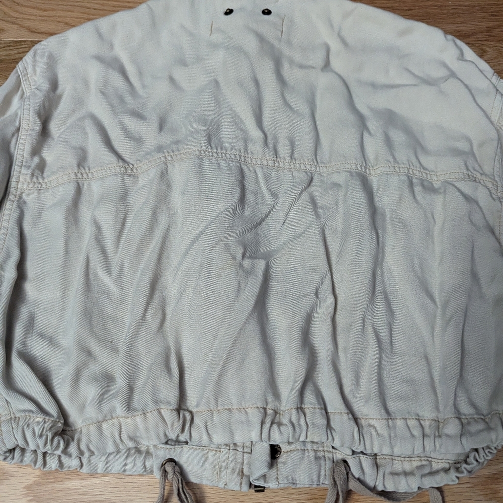 BKE Womens XS Beige Utility Cropped Jacket Moto Casual Cargo Y2K Style - Picture 12 of 12